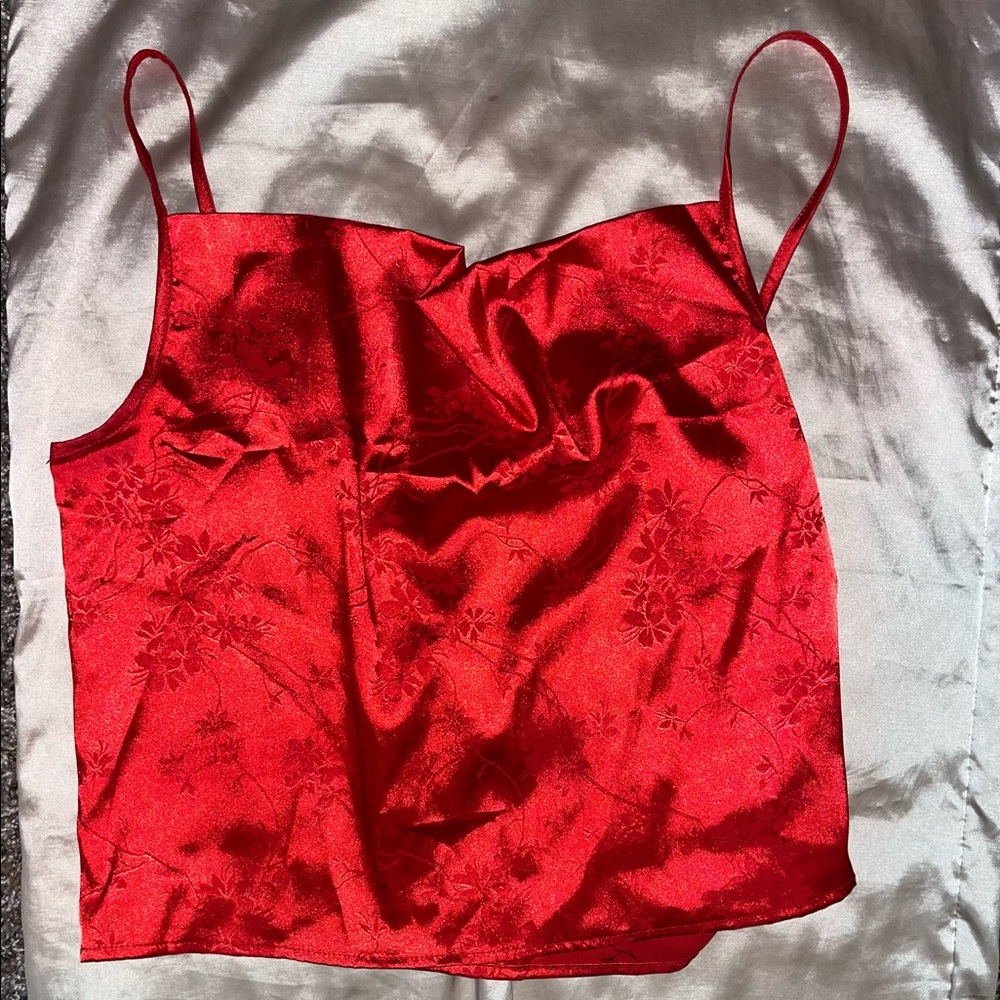 Satin cowl neck tank top